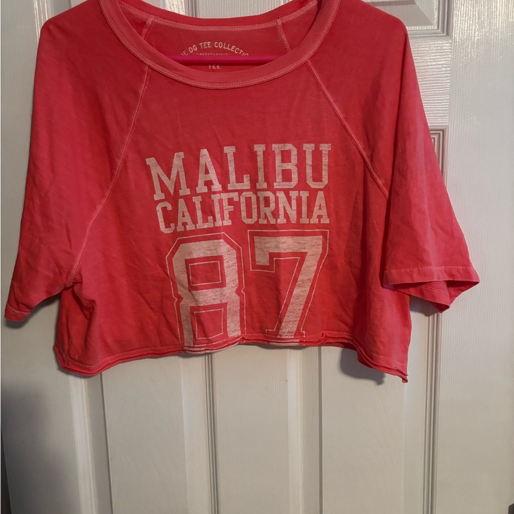 Aeropostale Coral Crop Boyfriend Tee